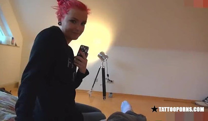 Inked redhead teenager takes a fat boner in her aching cherry