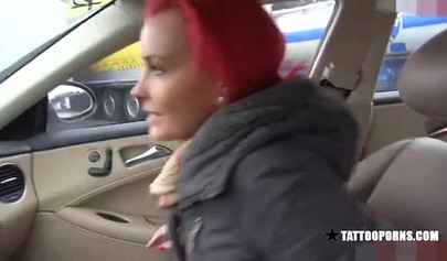 Inked redhead teenager takes a fat boner in her aching cherry