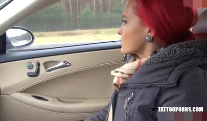 Inked redhead teenager takes a fat boner in her aching cherry