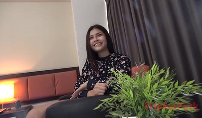 Exotic teenie shows off her stunning body before being drilled deep