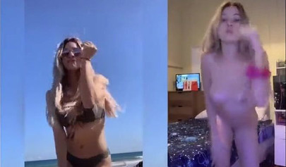 Compilation of a TikTok teen star showing off her body and masturbating
