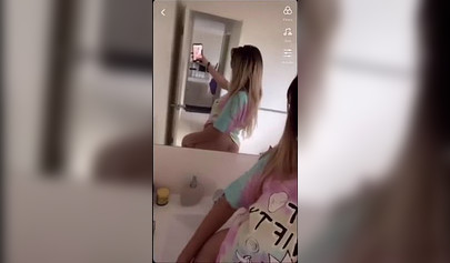 Compilation of a TikTok teen star showing off her body and masturbating