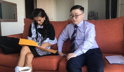 Skinny teenage maid takes a hard cock in her tight ass