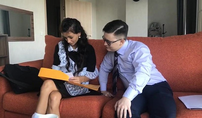 Skinny teenage maid takes a hard cock in her tight ass