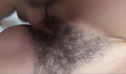 Hairy brunette gets destroyed in a bathroom bang