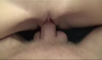 Brother stretches sister's tight pussy until he splashes her face