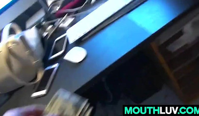 Teen skank Audrey Charlize will blow a cock anytime