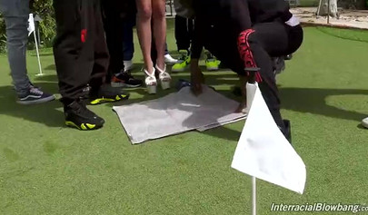 Adria Rae gagging after a group deepthroats her