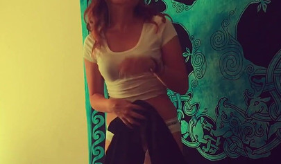 Dad watches her panties as she is yelling at him