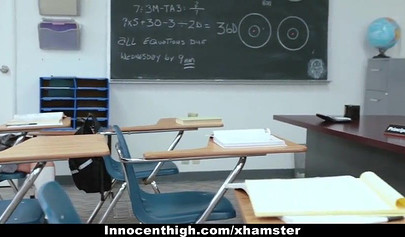 Skinny teen Izzy Bell punished with rough nailing at school