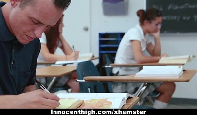 Skinny teen Izzy Bell punished with rough nailing at school