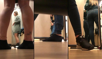 Beautiful amateur teens caught stripping in fitting rooms on hidden camera