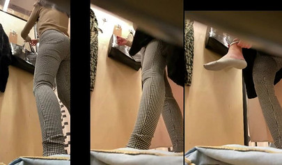 Beautiful amateur teens caught stripping in fitting rooms on hidden camera