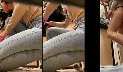 Beautiful amateur teens caught stripping in fitting rooms on hidden camera