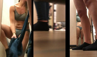 Beautiful amateur teens caught stripping in fitting rooms on hidden camera
