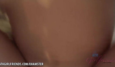 Curvy blonde teen Paris White creampied in doggystyle on the bed