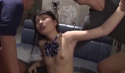 Petite Asian schoolgirl gets creampied and gangbanged hard