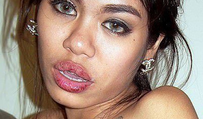 Petite Asian teen with big tits riding a big cock