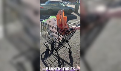 Slutty amateur teen Haley Reed flashing tits and fucking in public