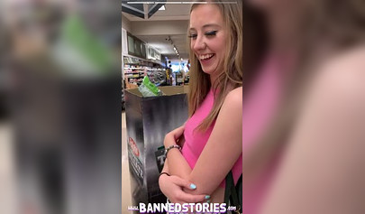 Slutty amateur teen Haley Reed flashing tits and fucking in public