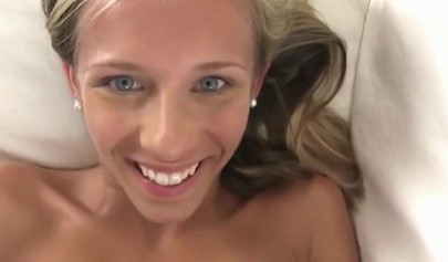 Curvy blonde teen Tracy Loves giving hardcore blowjob