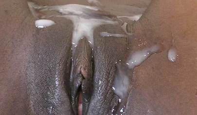 Naughty amateur ebony teen gets a big creampie after fucking