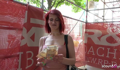 Gorgeous redhead college teen fucking hardcore during casting