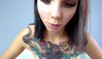 Smoking hot brunette teen stroking her creamy pussy