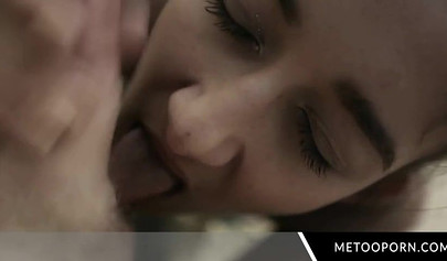 Gorgeous amateur brunette Darcia Lee giving a sloppy blowjob