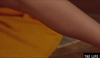 Sultry country rubbing her cock hungry pussy by the fireplace