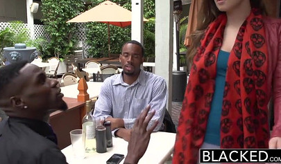 Skilled teen babe sucks & fucks two monster black cocks at once