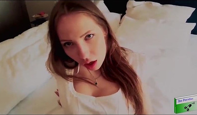 Sexy Russian girlfriend Lina Mercury gives a sensual handjob and gets creampied