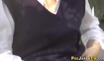 Sexy Asian teen caught in public masturbating and cumming hard