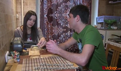 Big boobed amateur girlfriend gets paid for fucking a stranger in front of cuckold