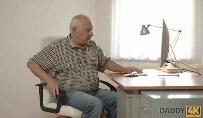 Petite teen Ornella Morgen blows off her boyfriend's old dad