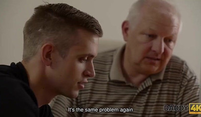 Petite teen Ornella Morgen blows off her boyfriend's old dad