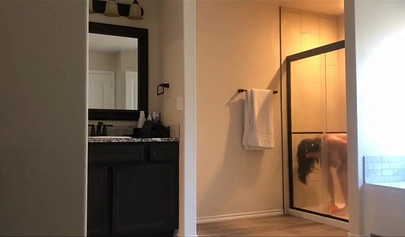 Hot 22 year old brunette Jessica gets spied on in the bathroom