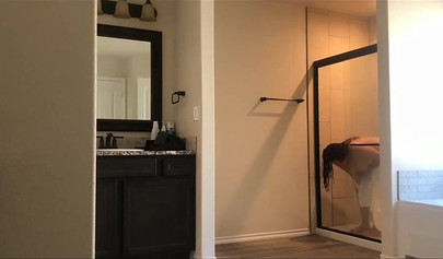 Hot 22 year old brunette Jessica gets spied on in the bathroom