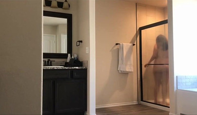 Hot 22 year old brunette Jessica gets spied on in the bathroom