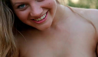 All natural model Amina stripping in nature and posing nude