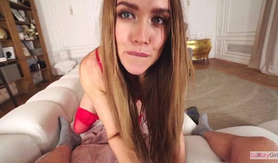 Sexy amateur babe in lingerie gets her pussy fingered and banged in POV