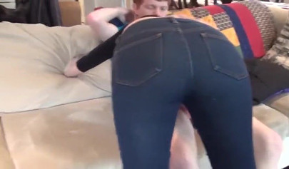 Big titted teen has oral sex with her redhead stepbrother and rides his boner