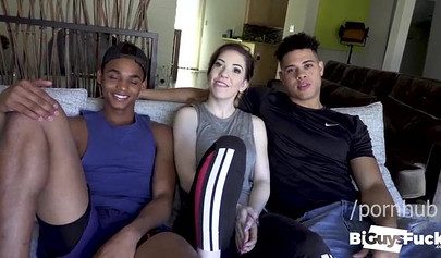 Perky boobed teen nympho gets her pussy destroyed by two black boys