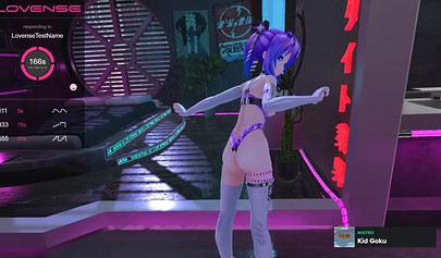 Purple haired anime babe posing in her sexy lingerie on cam