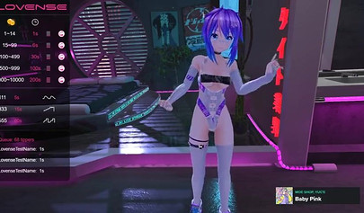 Purple haired anime babe posing in her sexy lingerie on cam