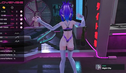 Purple haired anime babe posing in her sexy lingerie on cam