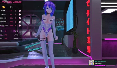 Purple haired anime babe posing in her sexy lingerie on cam