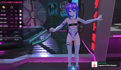 Purple haired anime babe posing in her sexy lingerie on cam