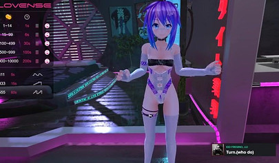 Purple haired anime babe posing in her sexy lingerie on cam