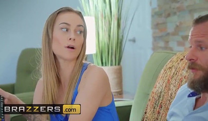 Nerdy ebony teen in over-the-knee socks Ashley Aleigh riding Scott Nails's huge dick